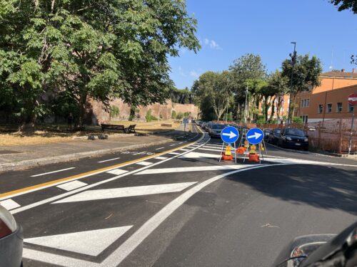 Lavori sulla ciclabile delle Mura Latine